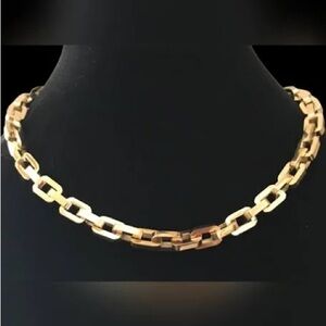 12K GOLD Luxury Runway Thick Chain EDDIE BORGO Necklace Supra Link $425 NEW +bag